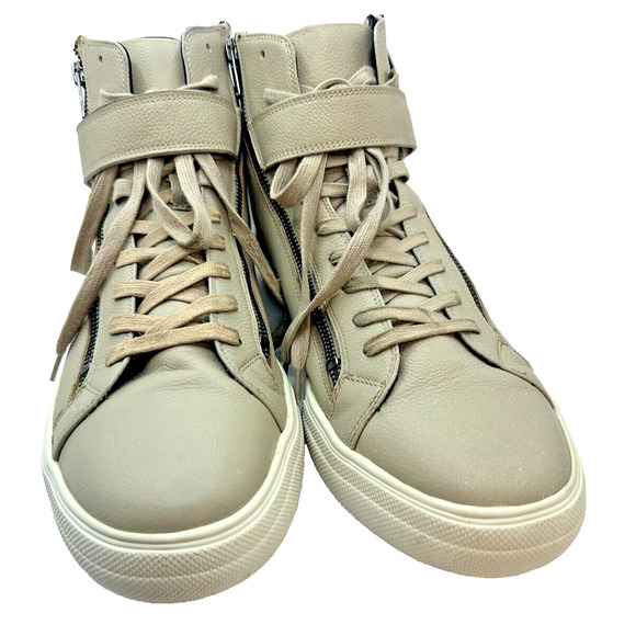Aldo Sneakers Men's Size 12 Khaki High-Top Zipper Hook & Latch Designer Sport - Picture 3 of 10